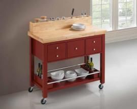 Jenna Collection 102667 Red Kitchen Cart