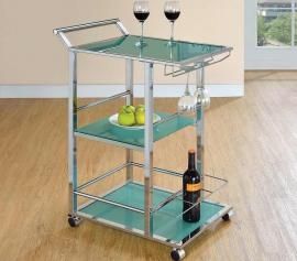 Turquoise Tempered Glass Serving Cart by Coaster 102996