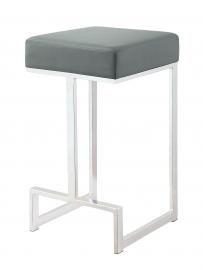 Coaster Rec Room 105252 Bar Stool in Chrome and Grey Leatherette