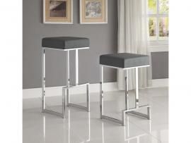 Coaster Rec Room 105262 Bar Stool in Chrome and Grey Leatherette