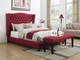 Faye 20890 Red Linen Queen Bed Frame