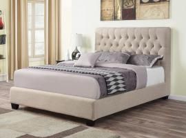 Chloe 300007KW California King upholstered bed in oatmeal woven fabric