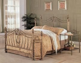 Sydney 300171KW California King Metal Bed headboard and footboard finished in hand-brushed antique gold
