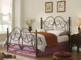 London 300258F Full Metal Bed Headboard and footboard finished in hand-brushed dark bronze