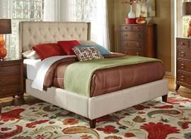 Owen 300332Q Queen Demi-wing bed upholstered in oatmeal fabric