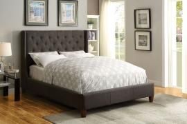Owen 300453KW California King Demi-wing bed upholstered in grey fabric