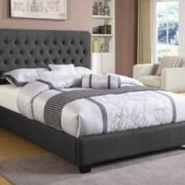 Chloe 300529F Full upholstered bed in charcoal woven fabric