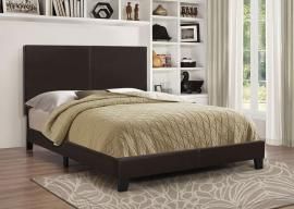 Muave 300557Q Queen Bed upholstered in dark brown leatherette