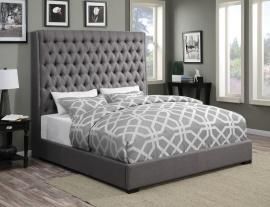 Camille 300621KW California King Upholstered Bed in Grey Woven Fabric
