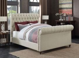 Gresham 300652Q Beige Queen Upholstered Bed upholstered in woven fabric
