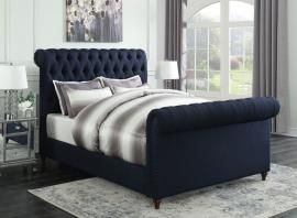 Gresham 300653Q Navy Blue Queen Upholstered Bed upholstered in woven fabric