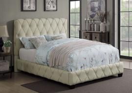 Elsinore 300684KE Eastern King Bed upholstered in beige fabric