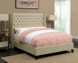 Benicia 300706T Twin Upholstered Beige Bed Frame