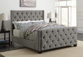 Palma 300708KE Eastern King Demi-wing bed upholstered in grey fabric