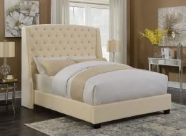 Pissarro 300715Q Queen Demi-wing bed upholstered in cream fabric