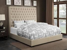 Camille 300722Q Queen Upholstered Bed in Cream Woven Fabric