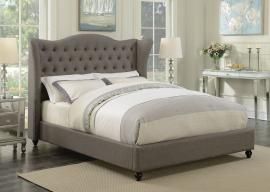 Newburgh 300739KE Eastern King Demi-wing bed upholstered in light grey woven fabric