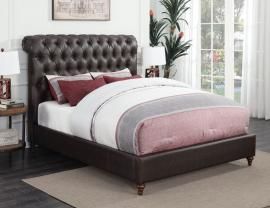 Gresham 301097KE  Eastern King Upholstered Bed upholstered in brown leatherette