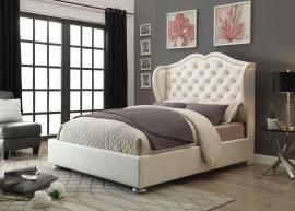 Clarice 302011KW Demi-wing bed upholstered in ivory leatherette
