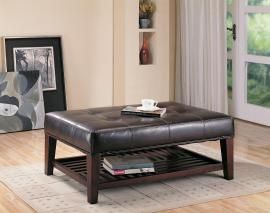 Under Storage Ottoman Collection 500872 Brown Vinyl with Cappuccino