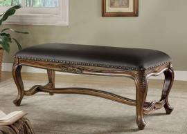Warm Brown 501006 Bench with Black Leatherette Cushion