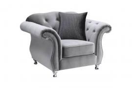 Frostine Collection 551163 Silver Velvet Chair