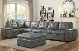 7 PC Grey Bonded Leather Modular Sectional with Storage Ottoman 551291 by Coaster