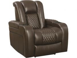 Delangelo by Coaster 602306P Brown Padded Breathable Leatherette Power Headrest & Power Recliner