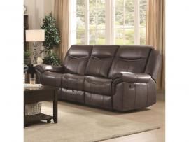 Sawyer by Coaster 602331 Cocoa Padded Breathable Leatherette Reclining Sofa