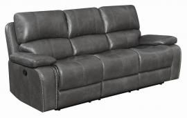 Ravenna by Coaster 603211 Charcoal Padded Breathable Leatherette Reclining Sofa
