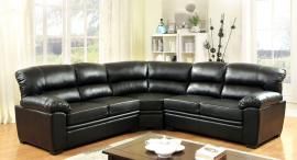Practor 6325BK Black Leatherette Sectional Sofa