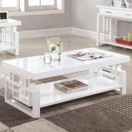 Coaster 705708 Glossy White Finish Coffee Table