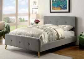 Barney 7272GY Grey Mid Century Plaform Queen Bed
