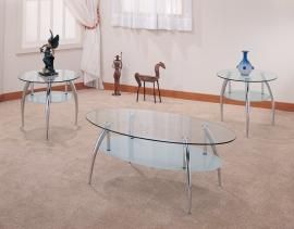 Esplanade Collection 7635 Glass Top Metal Coffee Table Set