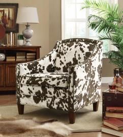 Carma Collection 902134 Brown/White Cow Pattern Accent Chair