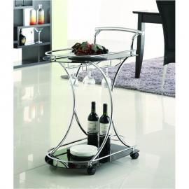 Black Chrome Tempered Glass Serving Cart by Coaster 910001