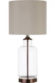 Clear Glass/Bronze 920015 Table Lamp with Creamy Beige Shade