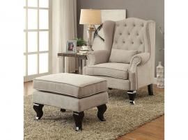 Willow AC6271BGCH Beige Wing Back Nail Head Trim Accent Chair