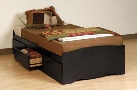 Black Twin Platform Storage Bed (3-drawers) BBT4100