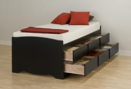 Black Tall Twin Platform Storage Bed (6-drawers) BBT4106