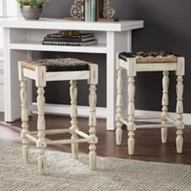 BC1824 Solana by Southern Enterprises Square Backless Seagrass 24" Stools 2pc Set