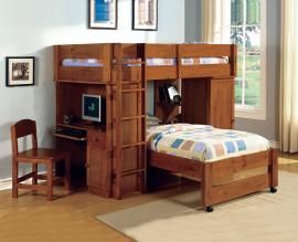 Harford Collection BK529OAK Oak Twin/Twin Loft Bunk Bed