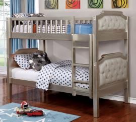 Beatrice BK717 Twin/Twin Bunk Bed with Button Tufted Headboards