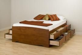 Cherry Tall Full Platform Storage Bed (12-drawers) CBD5612