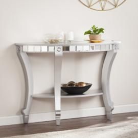 CK2383 Lindsay By Southern Enterprises Glam Mirrored Demilune Console Table