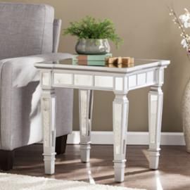 CK3632 Glenview By Southern Enterprises Glam Mirrored Square End Table - Matte Silver