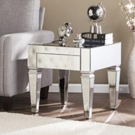 CK3692 Darien By Southern Enterprises Contemporary Mirrored Square End Table