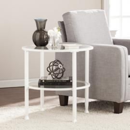 CK4742 Jaymes By Southern Enterprises Metal/Glass Round End Table - White