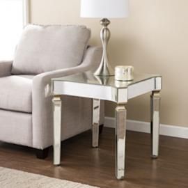 CK8142 Roubaix By Southern Enterprises Antique Mirrored End Table - Glam Style