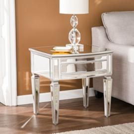 CK8162 Rochelle By Southern Enterprises Mirrored End Table - Glam Style - Silver